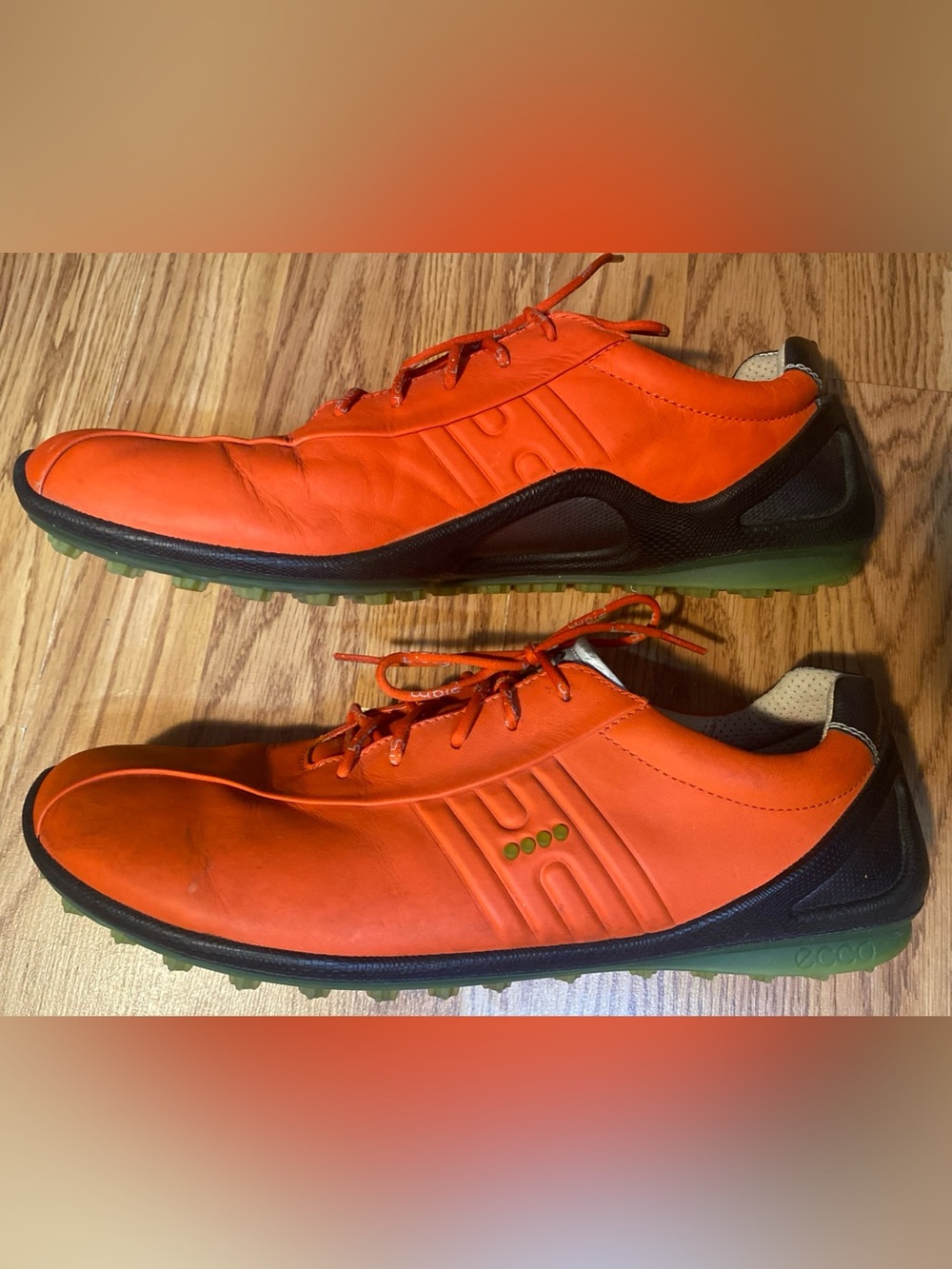 ECCO Hybrid Golf Shoes Rust / Orange Leather Spikeless Sneakers size 46/12